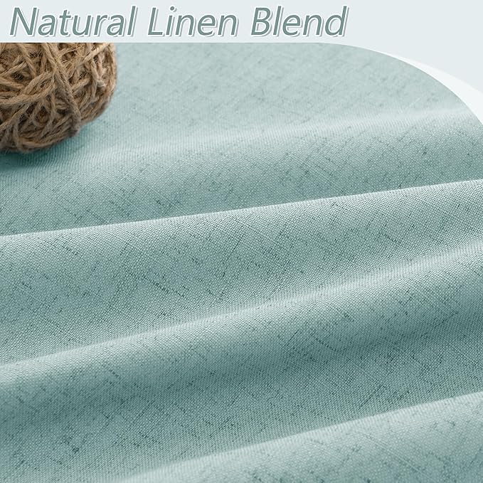 Guken 100% Blackout Linen Curtains 72 Inch Length 2 Panels Set for Living Room Bedroom Back Tab Thermal Insulated Black Out Linen Drapes Room Darkening Window Curtains,Light Blue