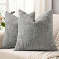 decorUhome Neutral Grey Chenille Euro Sham Throw Pillow Covers 26x26 Set of 2 Textured Soft Cozy Slubby Couch Pillow Covers Modern Farmhouse Boho Decorative Pillow Cases for Bed Sofa Living Room