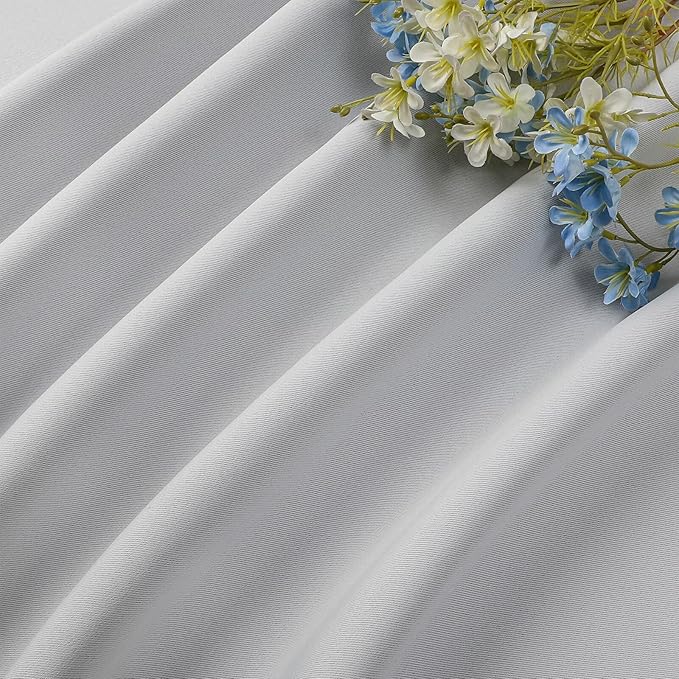 CUCRAF Grayish White Blackout Curtains 84 inch Length 2 Panels Set, Rod Pocket Room Darkening Drapes for Bedroom Living Room, Insulated Thermal Light Blocking Window Curtain (W52 x L84 Inch)