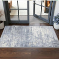 Washable 2x5 Abstract Hallway Runners: Indoor Water Resistant Kitchen Sink Rug Soft Living Room Bedroom Carpet Thin Low Pile Non Slip Floor Mat for Bathroom Entrance Laundry Room(2X5,Blue/Ivory)