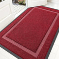 OLANLY Front Door Mat Indoor Outdoor Entrance, Waterproof All-Season, All-Weather Doormat, Sturdy Natural Rubber, Fade Resistant, Low Profile, Easy Clean Patio Porch Entryway Mat, 59x30, Wine Red