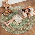 Area Rugs 4ft Washable Non-Slip, Floral Vintage Distress Print Pattern Medallion Carpet for Living Room Bedroom Dining Room, Brick Red Rust Neutral Brown Burnt Orange