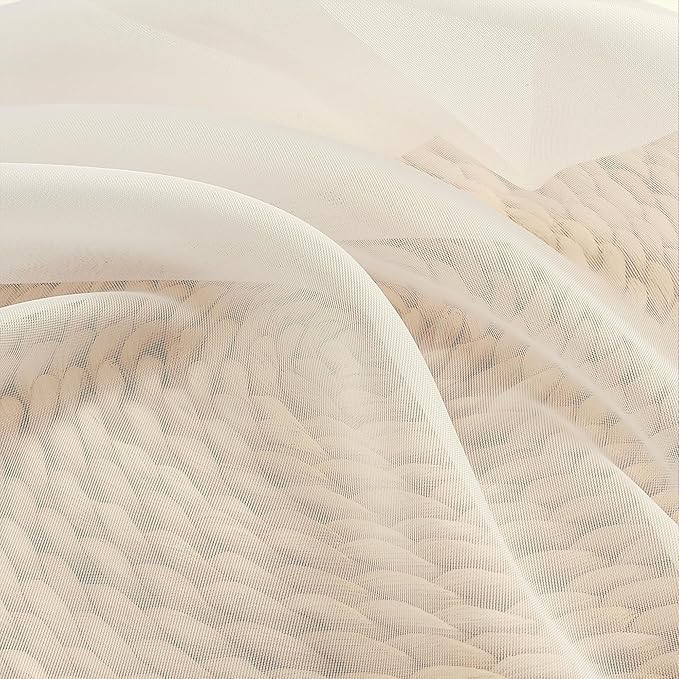 Chyhomenyc Cream Sheer Curtains 45 Inch Long 2 Panels, Short Voile Sheer Drapes for Dinning Small Windows Bathroom Living Room Bedroom, Rod Pocket, 42Wx45L Inches