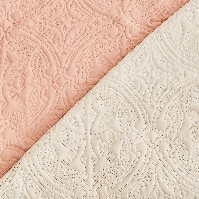 Great Bay Home Reversible Recliner Cover - Washable Slipcover Furniture Protector with Elastic Straps - Perfect for Kids & Pets - Quilted & Stitched Detail (Dusty Rose/Taupe)