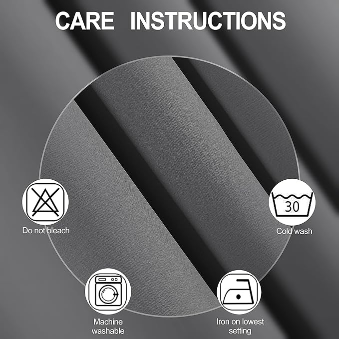 LEMOMO Blackout Curtains 66 x 84 inch/Frost Grey Curtains Set of 2 Panels/Thermal Insulated Room Darkening Bedroom Curtains