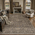 10x14 Washable Area Rug for Living Room Bedroom Vintage Brown Non Slip Carpet Traditional Retro Soft Low Pile Large Throw Rug for Dining Room Kitchen Office Indoor