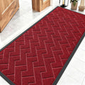 OLANLY Front Door Mat Indoor Outdoor Entrance, Waterproof All-Season, All-Weather Doormat, Sturdy Natural Rubber, Low Profile, Easy Clean Patio Porch Entryway Mat, Herringbone Brick (Wine Red, 59x23)