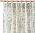 jinchan Pinch Pleated Curtains Floral Linen Blend Curtains for Living Room 84 Inches Length Green Peony Flower Printed Curtain Rod Pocket Back Tab Farmhouse Drapes with Hooks Set 2 Panels