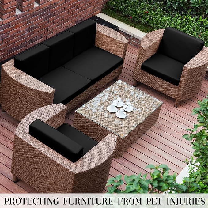 Outdoor Cushion Covers Set,8PCS Patio Furniture Couch Seat Slipcovers, Replacement for Sofa Sectional Chair(Cover，Only)
