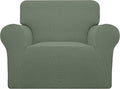 Easy-Going Stretch Oversized Chair Sofa Slipcover 1-Piece Couch Sofa Cover Furniture Protector Soft with Elastic Bottom for Kids Spandex Jacquard Fabric Small Checks Greyish Green
