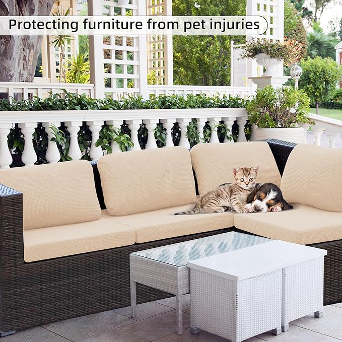 Outdoor Cushion Covers Set,8PCS Patio Furniture Couch Seat Slipcovers, Replacement for Sofa Sectional Chair(Cover，Only)