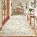 4x8 Rug for Bedroom,Wide Runner Rug for Hallway, Non Slip Washable Runner Rug for Living Room, Low Pile Soft Entryway Kitchen Rug, Modern Home Decor Mat for Dining Room(4'x8', Beige/Ivory)