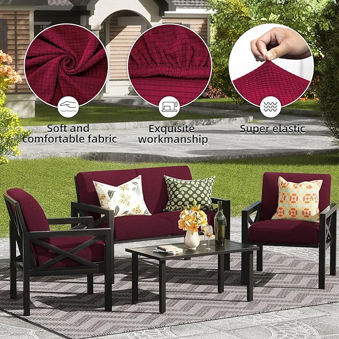 Outdoor Cushion Covers Set,14PCS Patio Furniture Couch Seat Slipcovers, Replacement for Sofa Sectional Chair(Cover，Only)