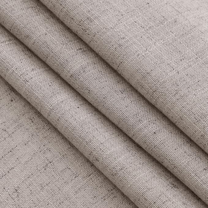 Brownish Grey Linen Curtains 63 Inches Long for Bedroom Back Tab Light Filtering Privacy Sheer Curtains Modern Farmhouse Coastal Decor Cotton Textured Gauze Curtain for Bathroom 2 Panel Set