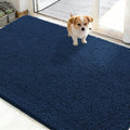 OLANLY Dog Door Mat for Muddy Paws 48x30, Absorbs Moisture and Dirt, Absorbent Non-Slip Washable Doormat, Quick Dry Chenille Mud Mat for Dogs, Entry Indoor Entryway Carpet for Inside Floor, Dark Blue