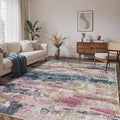 Area Rugs 8x10 for Living Room Bedroom, Modern Abstract Machine Washable Rug, Large Soft Low Pile Floor Carpet with Non Slip Backing for Dining Room, Navy/Pink