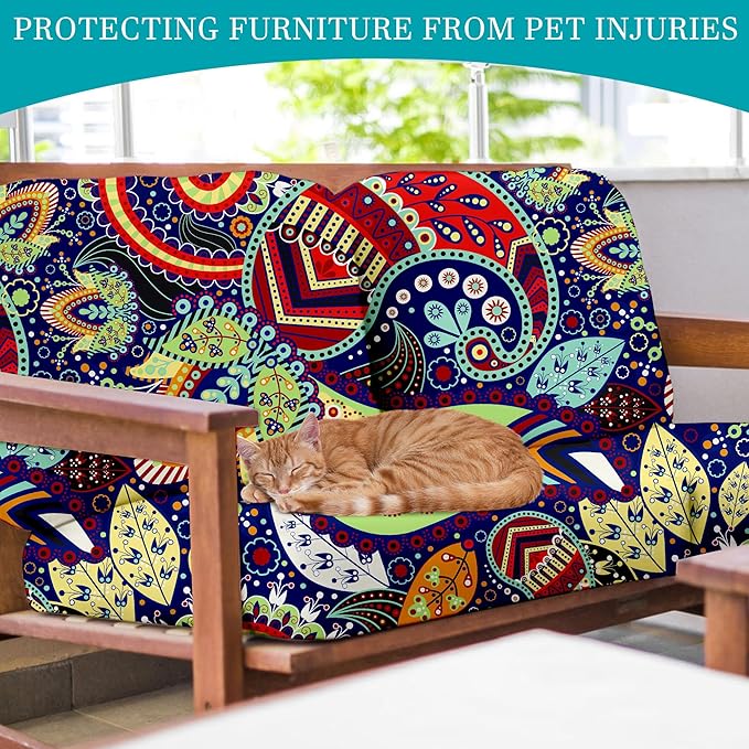 12 Pcs Stretch Patio Cushion Covers,Outdoor Couch Covers Replacement,Outdoor Couch & Sofa Slipcovers,for Patio Furniture Cushion Covers,Washable Reusable Furniture Protector (Rococo ,Cover Only)