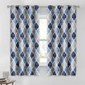 Beauoop 100% Blackout Curtains 45 Inches Long 2 Panels for Bedroom Living Room Blue Grey Moroccan Geo Room Darkening Thermal Insulated Soundproof Grommet Top Window Treatments Drapes, 50x45 Set of 2