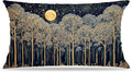 Rustic Dark William Morris Night Forest Moon Decor Pillow Covers 12x20,Vintage Gold Botanical Nature Landscape Decorative Throw Pillow Covers for Home Bedroom Living Room