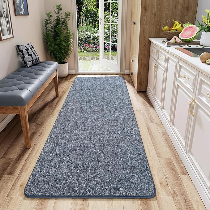 AROGAN Washable 2x6 Runner Rug for Hallway, Long Runner Rugs wtih Soft Memory Foam for Bedroom, Non Slip Backing Carpet Runners for Hallways, Kitchen, Bathroom, Entryway Home Decor, Navy Blue