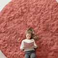 OLANLY Rust Red Round Rugs for Bedroom - Machine Washable, 9 ft Circle Area Rugs for Living Room, Soft and Fluffy Shaggy Carpet for Teen Girl and Boys, Nursery Rooms, Dorms, Home Decor Aesthetic