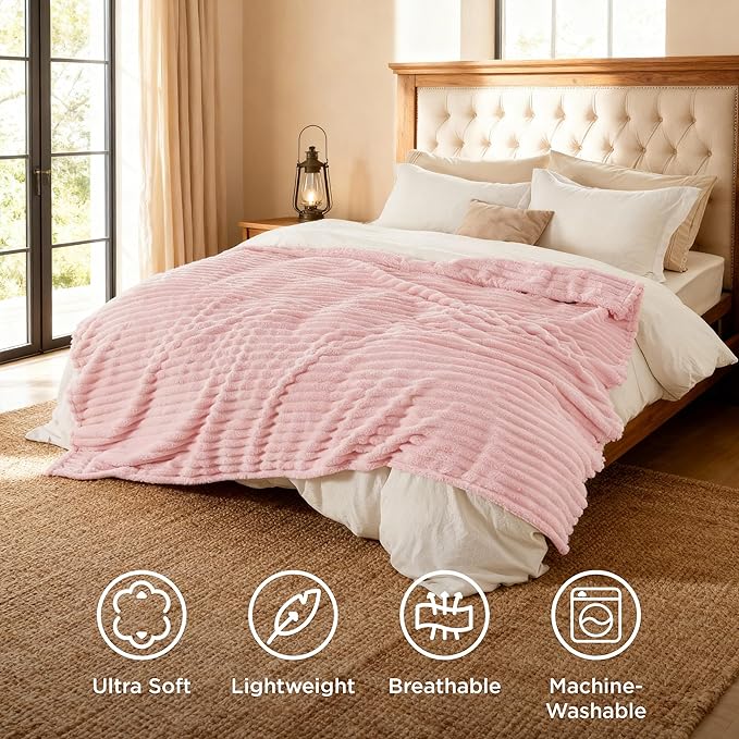 Bedsure GentleSoft Coral Pink Fleece King Blanket for Couch - Super Soft Cozy Blankets for Women, Cute Small Blanket for Girls, 108x90 Inches