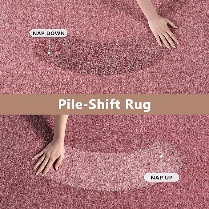 FinRèc 6x9 Washable Area Rugs for Bedroom Living Room, Low Pile Thin Rug Solid Color, Non-Slip Carpet Indoor for Home Decor (Red)