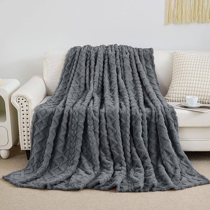 Aganear Blanket Queen Size - Washed Fuzzy Cozy Soft Lightweight Blankets for Couch, Sofa, Bed, Office, Breathable and Skin-Friendly Blanket for All Season Accessories(90"x90", Gray)