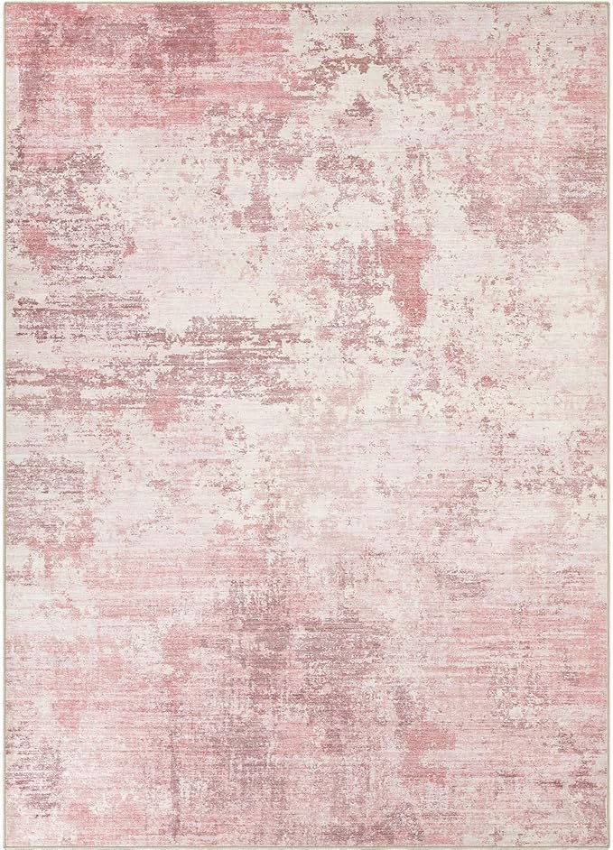 UERMEI 5x7 Area Rug Living Room Rugs Thickened - Washable Neutral Modern Abstract Soft Rug Indoor Floor No Slip Rug Carpet for Bedroom Under Dining Table Home Office Decor - Pink