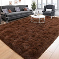 Tepook Super Soft Fluffy Rug for Bedroom, Modern Shaggy Fuzzy Kids Rugs for Living Room, Plush Indoor Nursery Home Decor Dorm Carpet with Non-Slip Bottom, Brown, 3 X 5 Feet