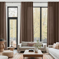 Cappuccino Linen Curtains 132 Inch Length for Living Room Light Filtering Semi Sheer Curtain Back Tab Modern Rustic Home Decor Neutral Drapes Floor to Ceiling High Window for Bedroom 52x132, 2 Panels