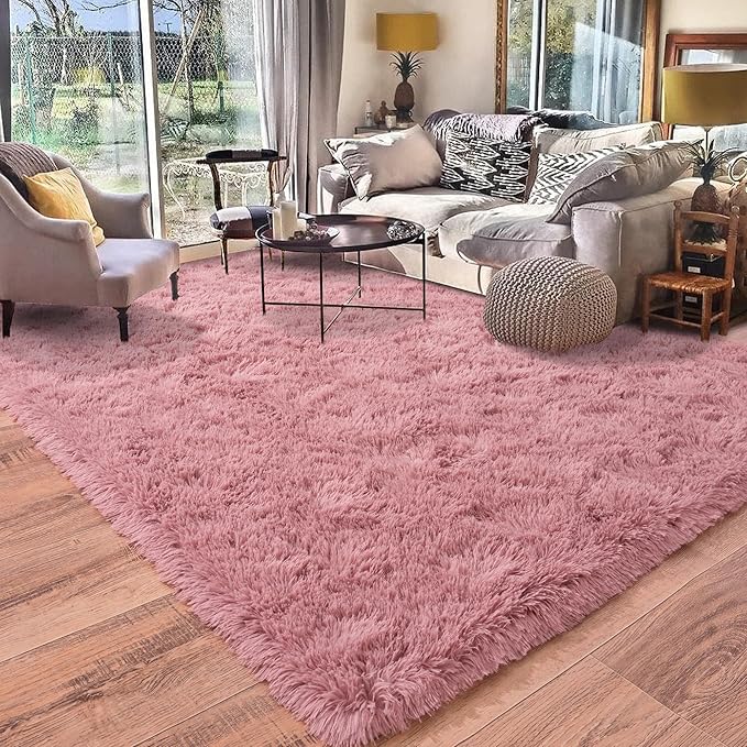 Rugs for Living Room 5x7, Soft Shaggy Modern Shag Area Rug for Bedroom, Upgrade Non-Slip Plush Fluffy Carpet for Kids Boys Girls Room Home Decor Aesthetic, Blush