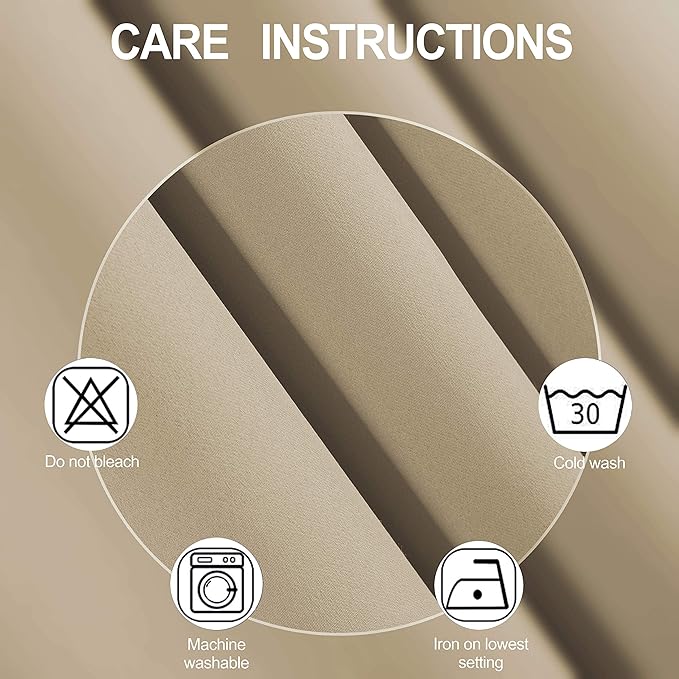 LEMOMO Blackout Curtains 66 x 84 inch/Beige Curtains Set of 2 Panels/Thermal Insulated Room Darkening Bedroom Curtains