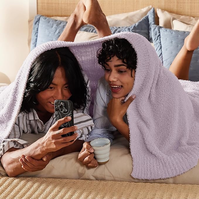 Bedsure Gentlesoft Cozy Knit Throw Blanket - Super Soft Fluffy Blanket for Couch, Bed, Sofa, Lightweight Warm All Season Plush Blankets, Mothers Day, Birthday Gifts for Her Him, Purple, 50x60 Inches