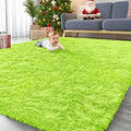 OLANLY 9x12 Machine Washable Large Area Rugs for Living Room, Bedroom, Soft Fluffy Shaggy Bedside Rug, Indoor Floor Carpet for Kids Girls and Boys, Dorms, Nursery, Home Decor Aesthetic, Lime Green