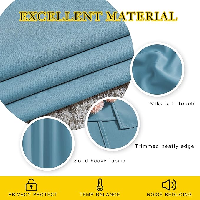 NICETOWN Bedroom Blackout Curtains and Drapes - Window Treatment Thermal Insulated Solid Grommet Blackout Draperies for Living Room (Set of 2 Panels, 52 by 95 Inch, Teal Blue)