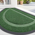 OLANLY Half Circle Door Mat Indoor Outdoor Entrance Welcome, Waterproof All-Season, All-Weather Doormat, Sturdy Natural Rubber, Low Profile, Easy Clean Patio Porch Entryway Mat, 59x23, Green