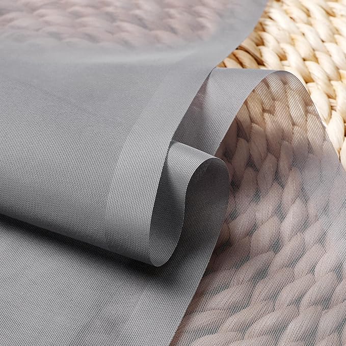 OWENIE Short Grey Sheer Curtains 36 Inches 2 Panels Set - Light Filtering Kitchen Tiers Rod Pocket Voile Cafe Curtains for Kitchen Bathroom Small Half Window, 42 in W x 36 in L, Grey
