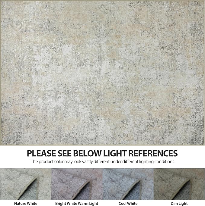 4x6 Area Rugs for Living Room Rug Washable: Abstract Rug for Dining Room Bedroom Carpet Non Slip 4 by 6 Indoor Modern Nursery Home Office Beige Grey