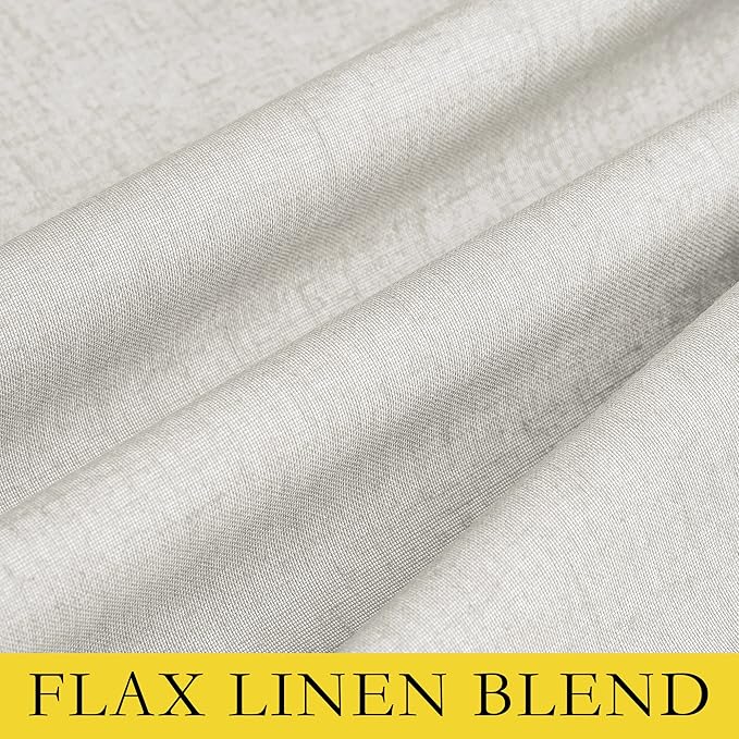 NICETOWN 100% Absolutely Blackout Linen Curtains with Thermal Insulated White Liner, Natural, W52, 2 Pieces, Noise Reducing Textured Linen Look Curtains for Windows 108 inch Length for Classroom