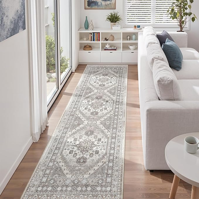 zesthome Washable Runner Rug 2.5x8 - Stain Resistant Entryway Rug,Ultra-Thin Kitchen Rugs, Anti Slip Backing Runner Rugs for Entrance Laundry Room Indoor Hallway (Brown/Beige,2.5'x8')
