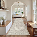 Madane Hallway Runner Rug 2'6''x10' Kitchen Runner, Non Slip Vintage Runners for Hallways 10ft Washable Kitchen Rugs Soft Low Pile 2.5x10 ft Rug Runner for Entryway and Bedroom, Beige/Brown