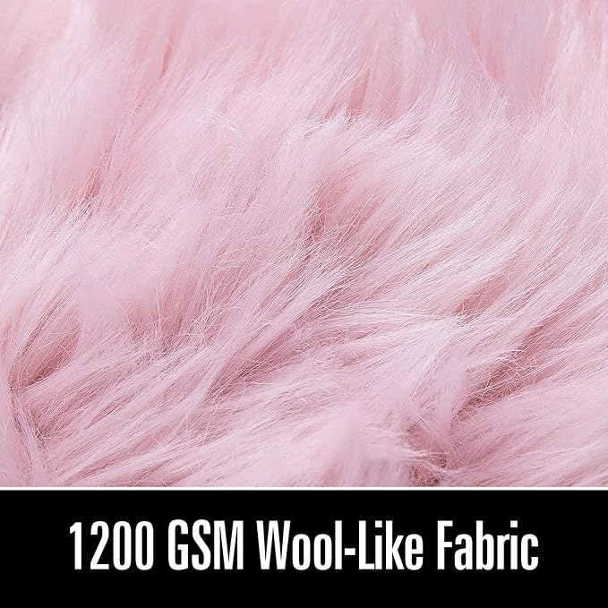 LOCHAS Soft Fluffy Faux Fur Rugs for Bedroom Bedside Rug 2x5 Feet, Washable, Furry Sheepskin Area Rug for Living Room Girls Room, Luxury Shag Carpet Home Decor, Pink