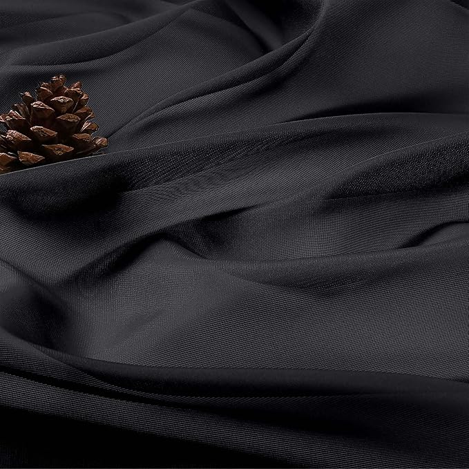 OWENIE Sheer Black Curtains, Sheer Curtains 63 inch Length 2 Panels Set, Rod Pocket Voile Fimly Sheer Drapes for Living Room Bedroom, 2pcs, Black, Each 59" W x 63" L