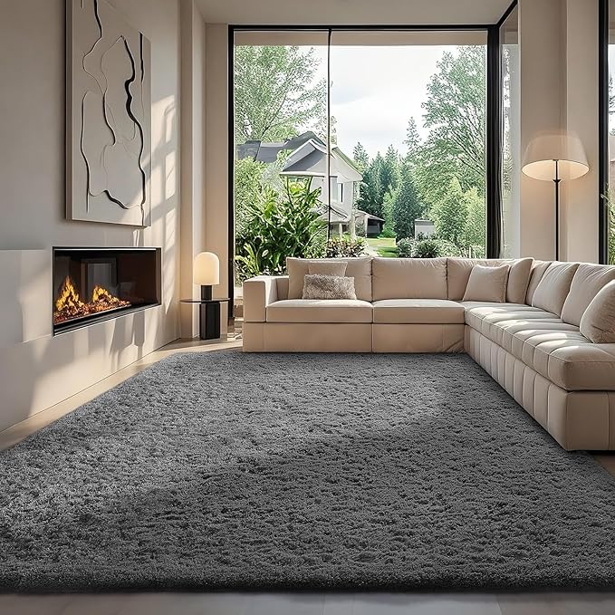 Ophanie 7x10 Area Rugs for Living Room, Upgrade Non-Slip Fluffy Soft Large Shag Bedroom Carpet, Grey Big Indoor Thick Nursery Rug, Gray Carpets for Boy and Girls Room Dorm Home Decor Aesthetic