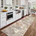 2x8 Washable Kitchen Runner Rug: Modern Abstract Runners for Hallway Soft Non Slip Rugs with Rubber Backing Low Pile Thin Waterproof Floor Carpet for Entryway Bedroom Bathroom Indoor 2x8 Brown/Brick