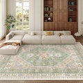 zesthome 8x10 Area Rugs for Living Room,Non-Slip Backing Washable Rugs,Vintage Large Area Rug，Stain Resistant Home Decor Rug (Green/Brown,8'x10')