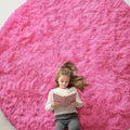 OLANLY Hot Pink Round Rugs for Bedroom - Machine Washable, 9 ft Circle Area Rugs for Living Room, Soft and Fluffy Shaggy Carpet for Teen Girls and Boys, Nursery Rooms, Dorms, Home Decor Aesthetic