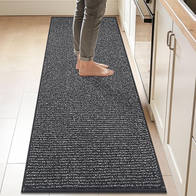 BEQHAUSE Kitchen Runner Rugs 24"x84", Non-Slip Kitchen Mats for Floor, Super Absorbent and Stain Resistant Kitchen Rug, Machine Washable Rugs for Kitchen, Hallway, Laundry & Sink, Charcoal
