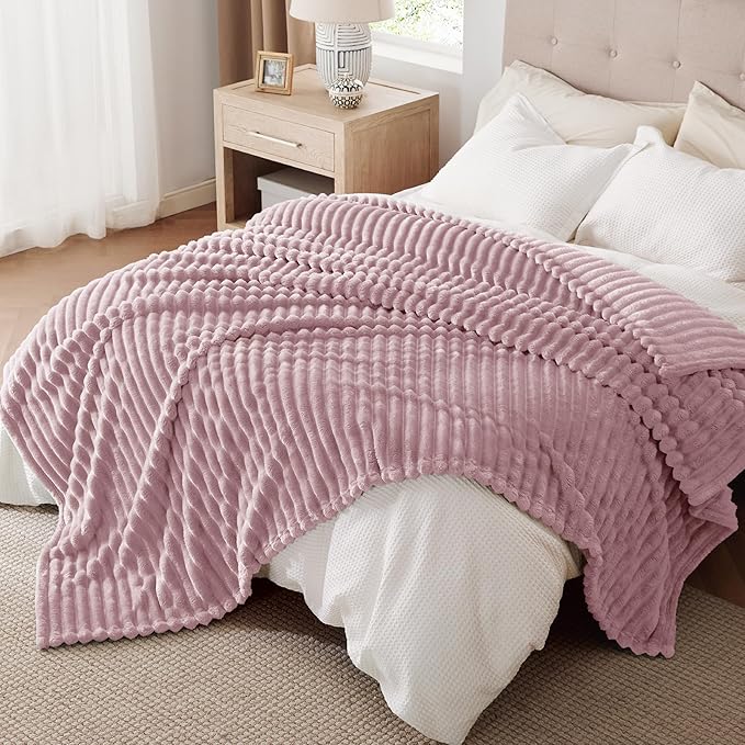 Bedsure GentleSoft Pink Fleece Blanket for Couch - Cozy Soft Blankets for Women, Cute Small Throws for Girls, 108x90 Inches